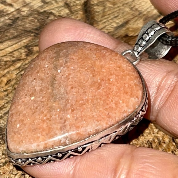 Beautiful Peach Moonstone Pendant 2” - Picture 2 of 13